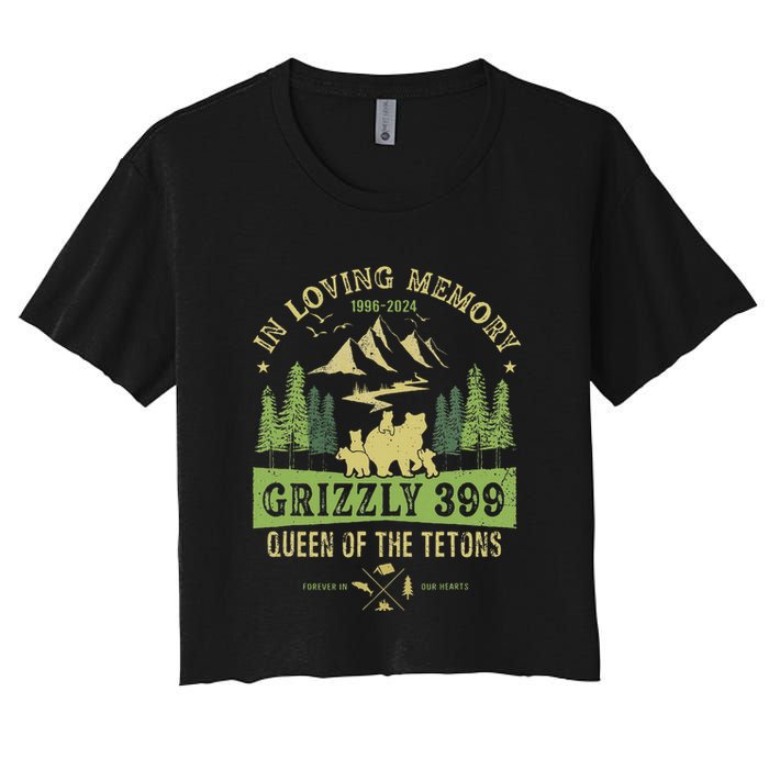 In Loving Memory Grizzly 399 Queen Of Tetons National Park Crop Top