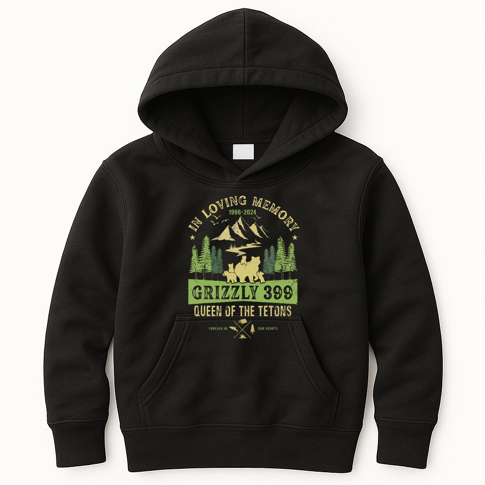 In Loving Memory Grizzly 399 Queen Of Tetons National Park Kids Hoodie