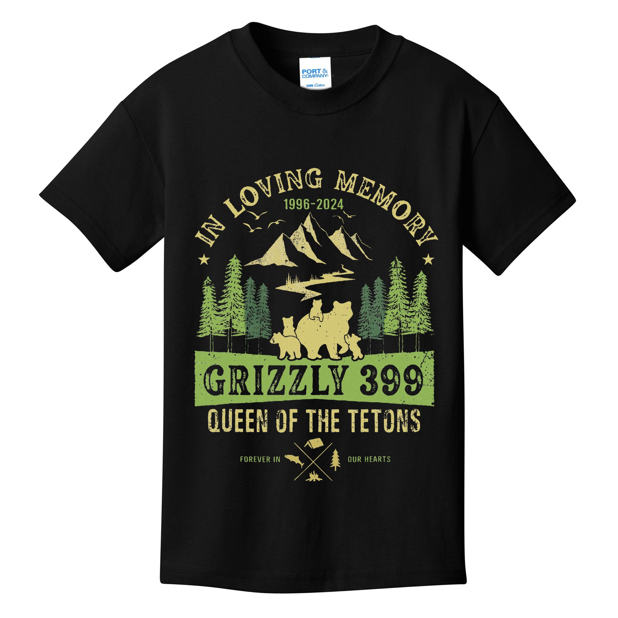 In Loving Memory Grizzly 399 Queen Of Tetons National Park Kids T-Shirt