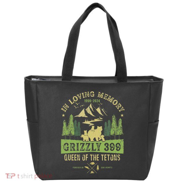In Loving Memory Grizzly 399 Queen Of Tetons National Park Zip Tote Bag