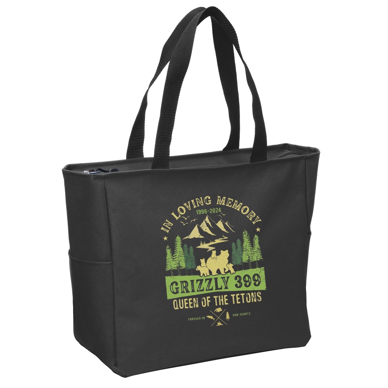 In Loving Memory Grizzly 399 Queen Of Tetons National Park Zip Tote Bag