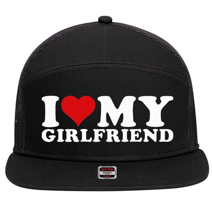 I Love My Girlfriend Gf I Heart My Girlfriend GF 7 Panel Mesh Trucker Snapback Hat