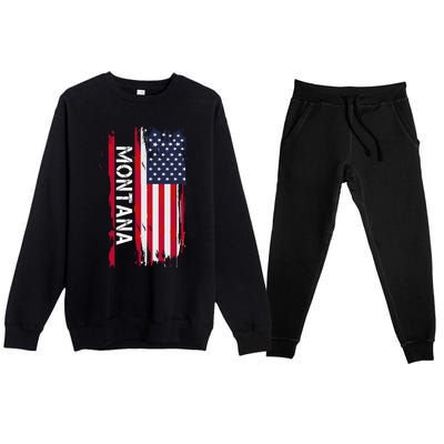 I Love Montana Usa Flag Montana Gift Black Small Premium Crewneck Sweatsuit Set