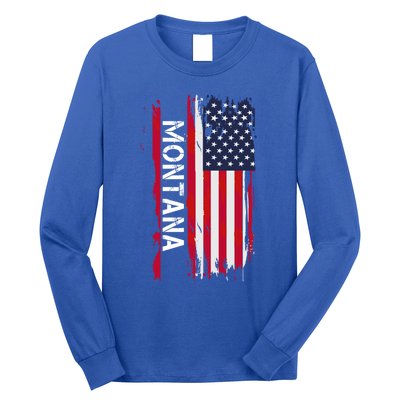 I Love Montana Usa Flag Montana Gift Black Small Long Sleeve Shirt