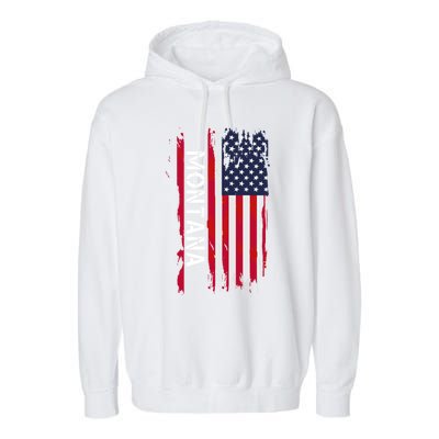 I Love Montana Usa Flag Montana Gift Black Small Garment-Dyed Fleece Hoodie