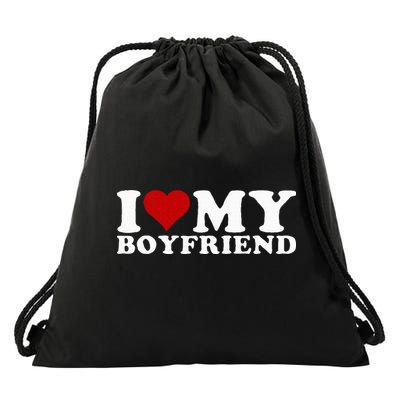 I Love My Boyfriend Bf I Heart My Boyfriend BF Drawstring Bag
