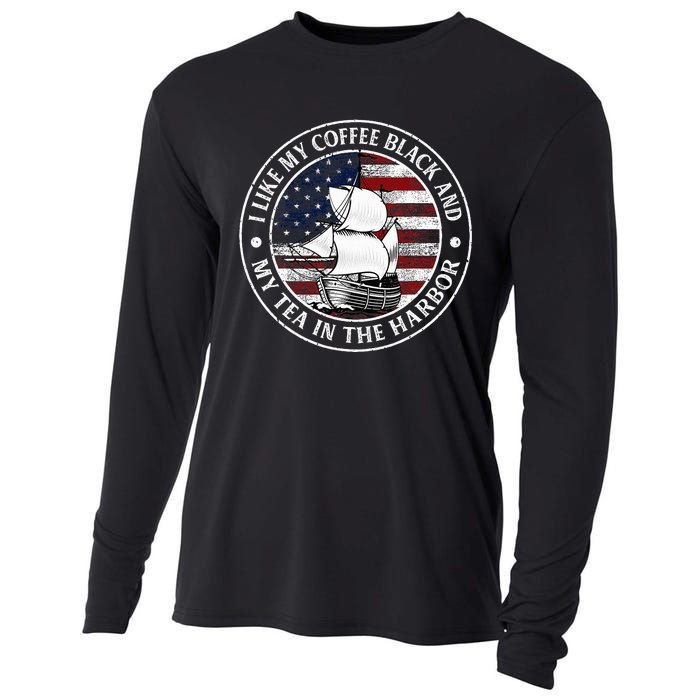 I Like My Coffee Black And My Tea In The Harbor Us History Cooling Performance Long Sleeve Crew