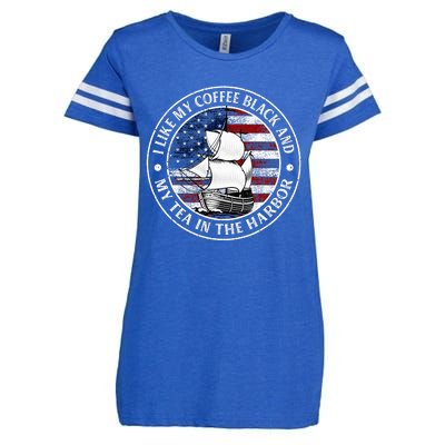 I Like My Coffee Black And My Tea In The Harbor Us History Enza Ladies Jersey Football T-Shirt