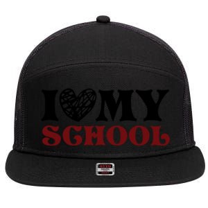 I Love My School Funny Valentine's Day 7 Panel Mesh Trucker Snapback Hat