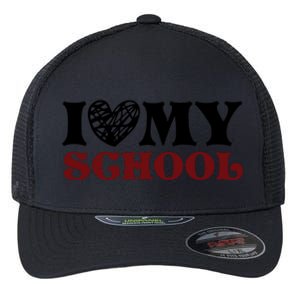 I Love My School Funny Valentine's Day Flexfit Unipanel Trucker Cap