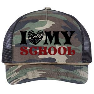 I Love My School Funny Valentine's Day Retro Rope Trucker Hat Cap