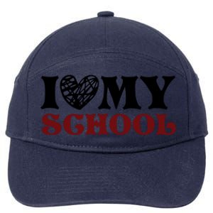 I Love My School Funny Valentine's Day 7-Panel Snapback Hat