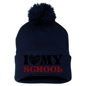 I Love My School Funny Valentine's Day Pom Pom 12in Knit Beanie