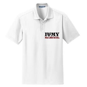 I Love My School Funny Valentine's Day Dry Zone Grid Polo