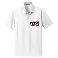 I Love My School Funny Valentine's Day Dry Zone Grid Polo