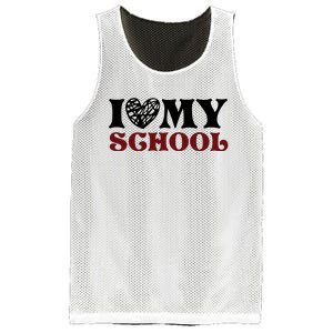 I Love My School Funny Valentine's Day Mesh Reversible Basketball Jersey Tank