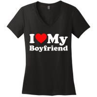 I Love My Boyfriend, Love Boyfriend Women's V-Neck T-Shirt