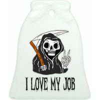 I Love My Job Cute Grim Reaper Funny Halloween Horror Lover  Ceramic Bell Ornament