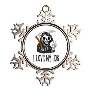 I Love My Job Cute Grim Reaper Funny Halloween Horror Lover  Metallic Star Ornament