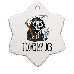 I Love My Job Cute Grim Reaper Funny Halloween Horror Lover  Ceramic Star Ornament