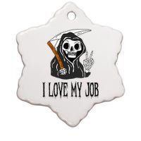 I Love My Job Cute Grim Reaper Funny Halloween Horror Lover  Ceramic Star Ornament