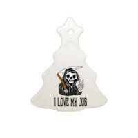 I Love My Job Cute Grim Reaper Funny Halloween Horror Lover  Ceramic Tree Ornament