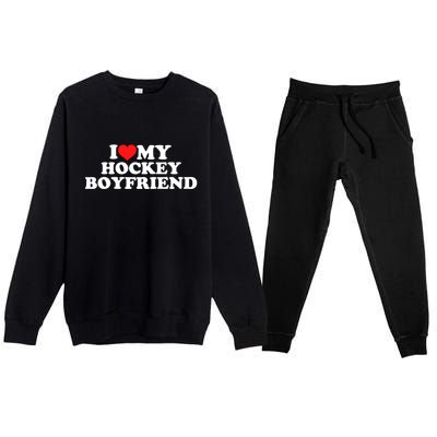 I Love My Hockey Friend Gift Premium Crewneck Sweatsuit Set