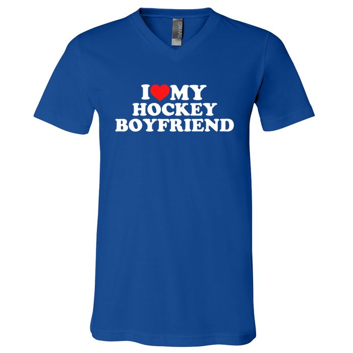 I Love My Hockey Friend Gift V-Neck T-Shirt