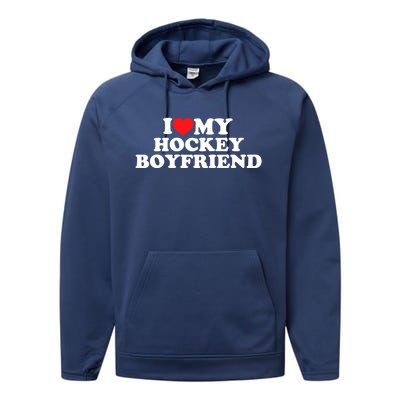 I Love My Hockey Friend Gift Performance Fleece Hoodie