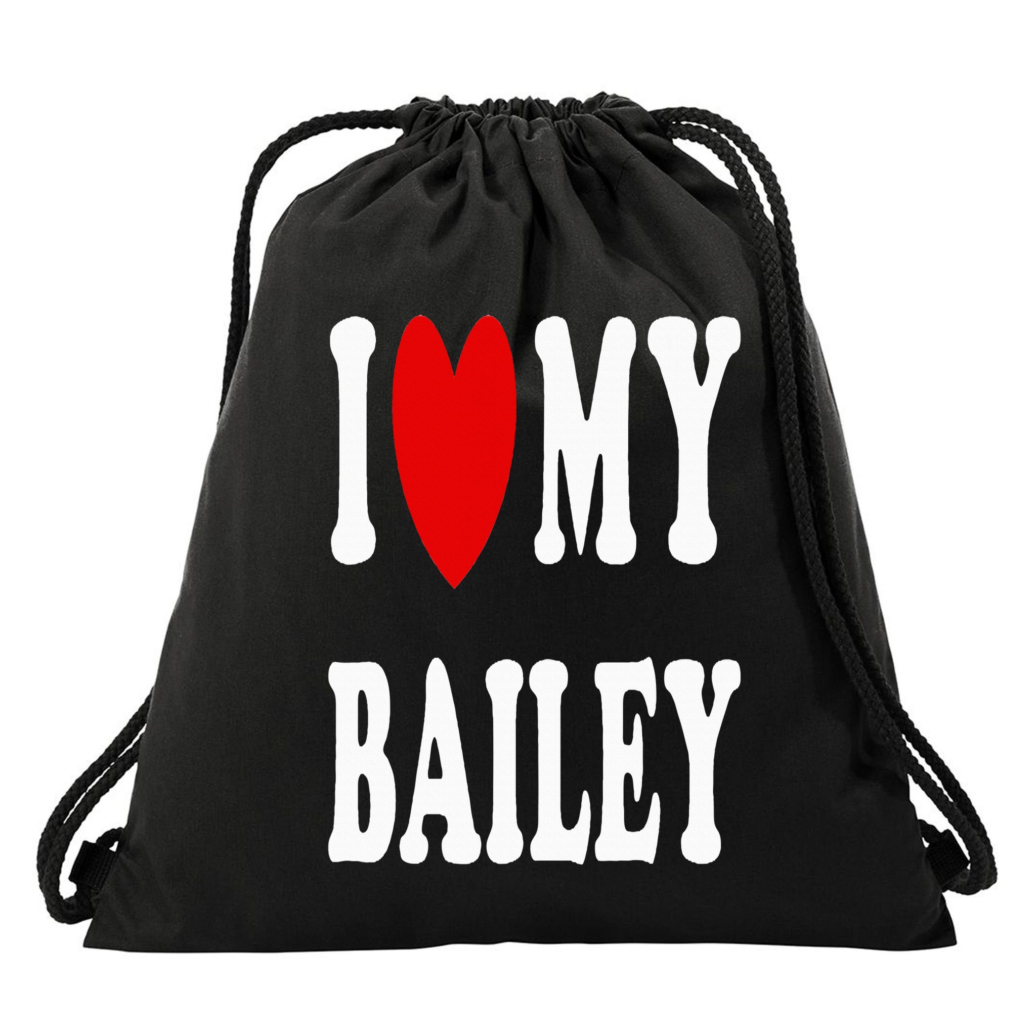 I Love My Bailey I Heart My Bailey Drawstring Bag