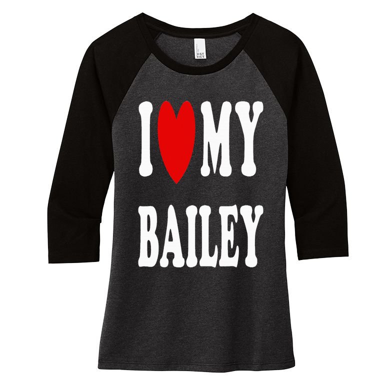 I Love My Bailey I Heart My Bailey Women's Tri-Blend 3/4-Sleeve Raglan Shirt