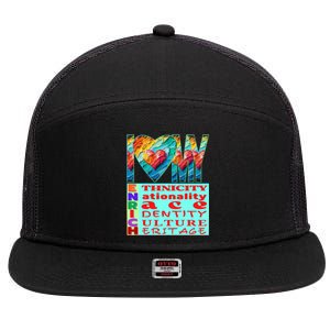 I Love My Enrich Antiracism Inclusion Dei Culture Gift 7 Panel Mesh Trucker Snapback Hat