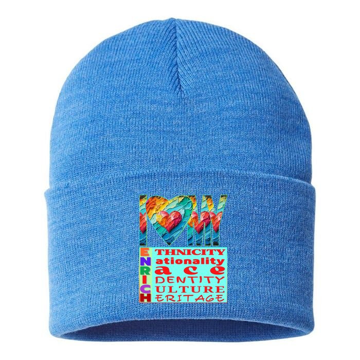 I Love My Enrich Antiracism Inclusion Dei Culture Gift Sustainable Knit Beanie