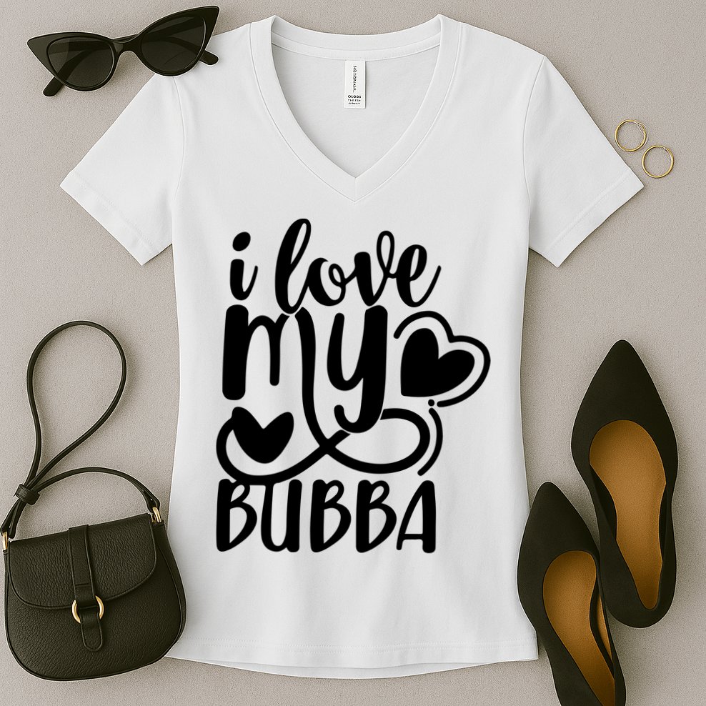 I Love My Bubba Gift For Dad Fathers Day Women's V-Neck T-Shirt
