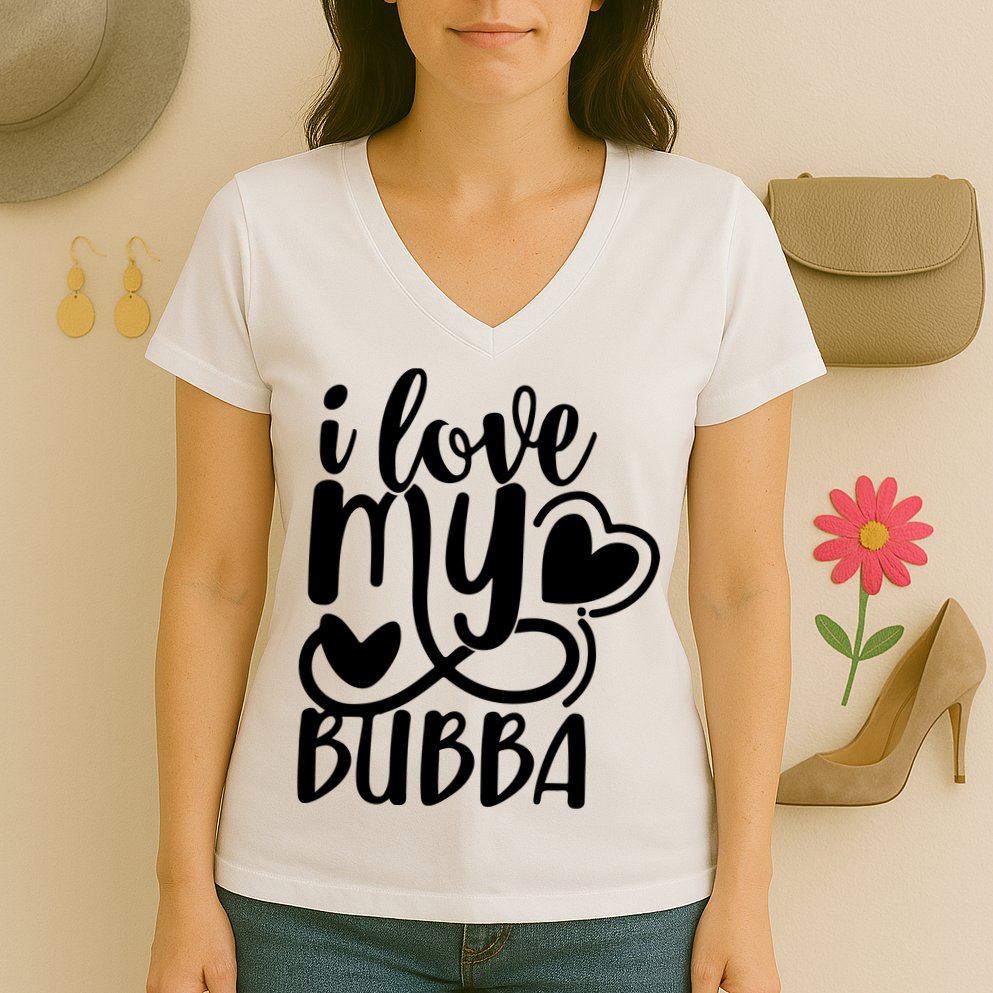 I Love My Bubba Gift For Dad Fathers Day Women's V-Neck T-Shirt