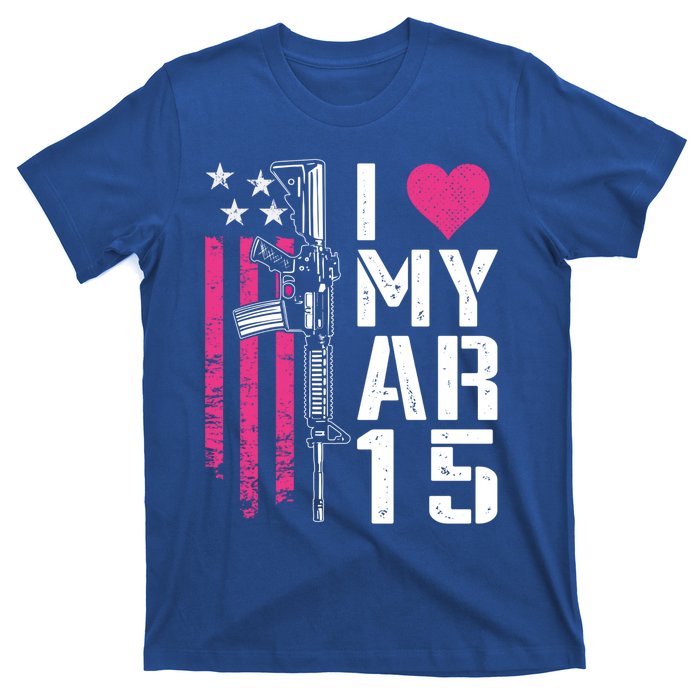 I Love My Ar15 Gift Pink Argift15 Rifle Owner Usa Flag Gift T-Shirt