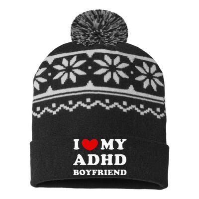 I Love My Adhd Boyfriend USA-Made Snowflake Beanie