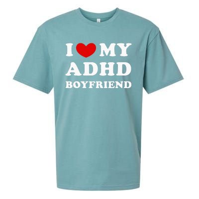 I Love My Adhd Boyfriend Sueded Cloud Jersey T-Shirt