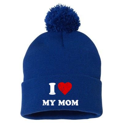 I Love My Mom Gift Pom Pom 12in Knit Beanie