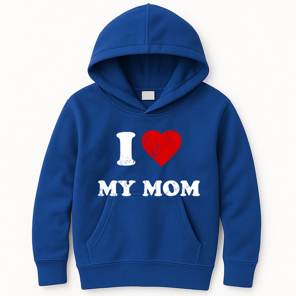 I Love My Mom Gift Kids Hoodie