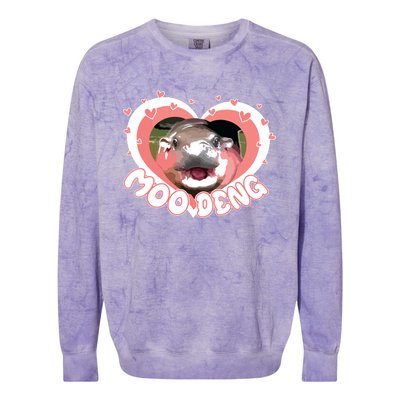 I Love Moo Deng Baby Hippo Moo Deng I Heart Moo Deng Colorblast Crewneck Sweatshirt