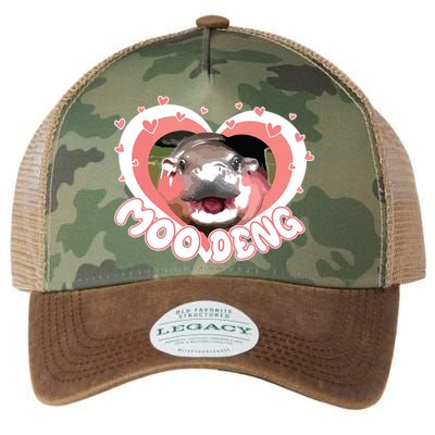 I Love Moo Deng Baby Hippo Moo Deng I Heart Moo Deng Legacy Tie Dye Trucker Hat