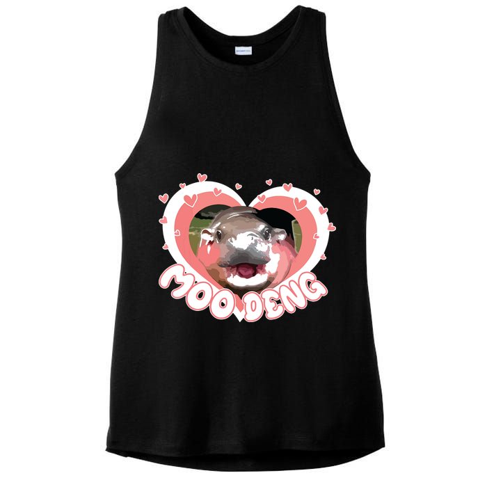 I Love Moo Deng Baby Hippo Moo Deng I Heart Moo Deng Ladies PosiCharge Tri-Blend Wicking Tank