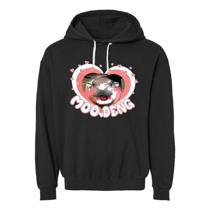 I Love Moo Deng Baby Hippo Moo Deng I Heart Moo Deng Garment-Dyed Fleece Hoodie