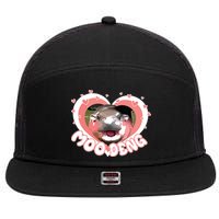 I Love Moo Deng Baby Hippo Moo Deng I Heart Moo Deng 7 Panel Mesh Trucker Snapback Hat