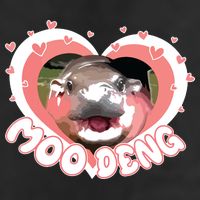 I Love Moo Deng Baby Hippo Moo Deng I Heart Moo Deng 7 Panel Mesh Trucker Snapback Hat