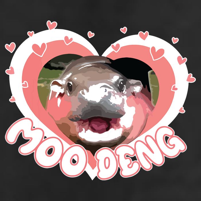 I Love Moo Deng Baby Hippo Moo Deng I Heart Moo Deng 7 Panel Mesh Trucker Snapback Hat