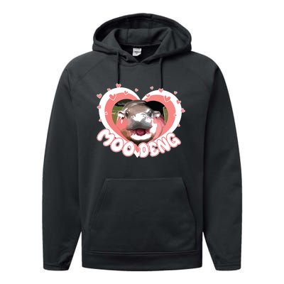 I Love Moo Deng Baby Hippo Moo Deng I Heart Moo Deng Performance Fleece Hoodie