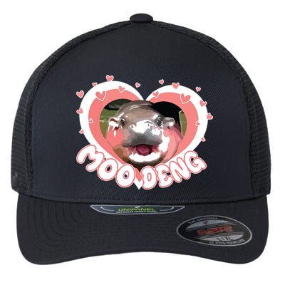 I Love Moo Deng Baby Hippo Moo Deng I Heart Moo Deng Flexfit Unipanel Trucker Cap