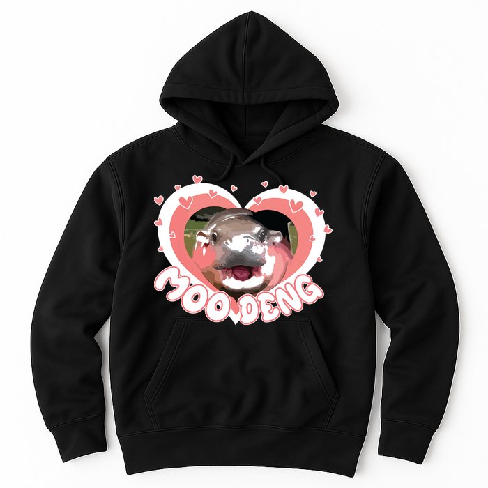 I Love Moo Deng Baby Hippo Moo Deng I Heart Moo Deng Hoodie
